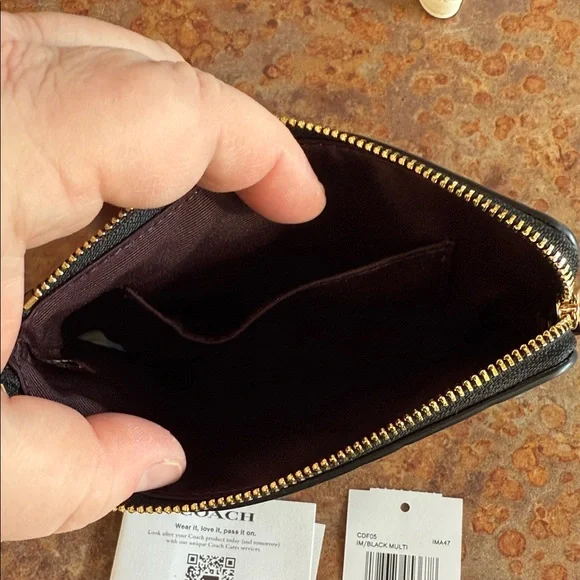 Coach Black Wristlet with Cherry Pattern - Picture 2 of 2